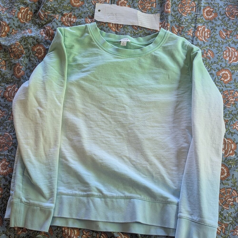 J. Crew Ombre Dip-Dye Pastel Mint Green Light Blue Sweatshirt Large